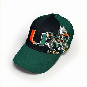 Miami Hurricanes Hat Top Of The World One Fit Embroidered Stretch Cap Vintage